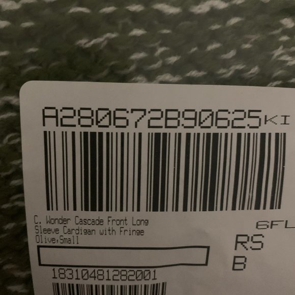 NWT C. WONDER CASCADE FRINGE CARDIGAN SMALL OLIVE - Picture 10 of 10